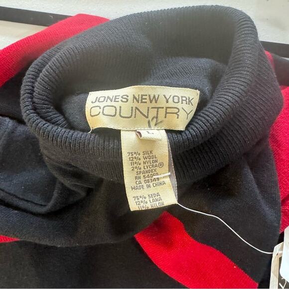 Jones New York Country Silk Wool Turtleneck Snowflake Sweater Women’s Size Large - Picture 3 of 8